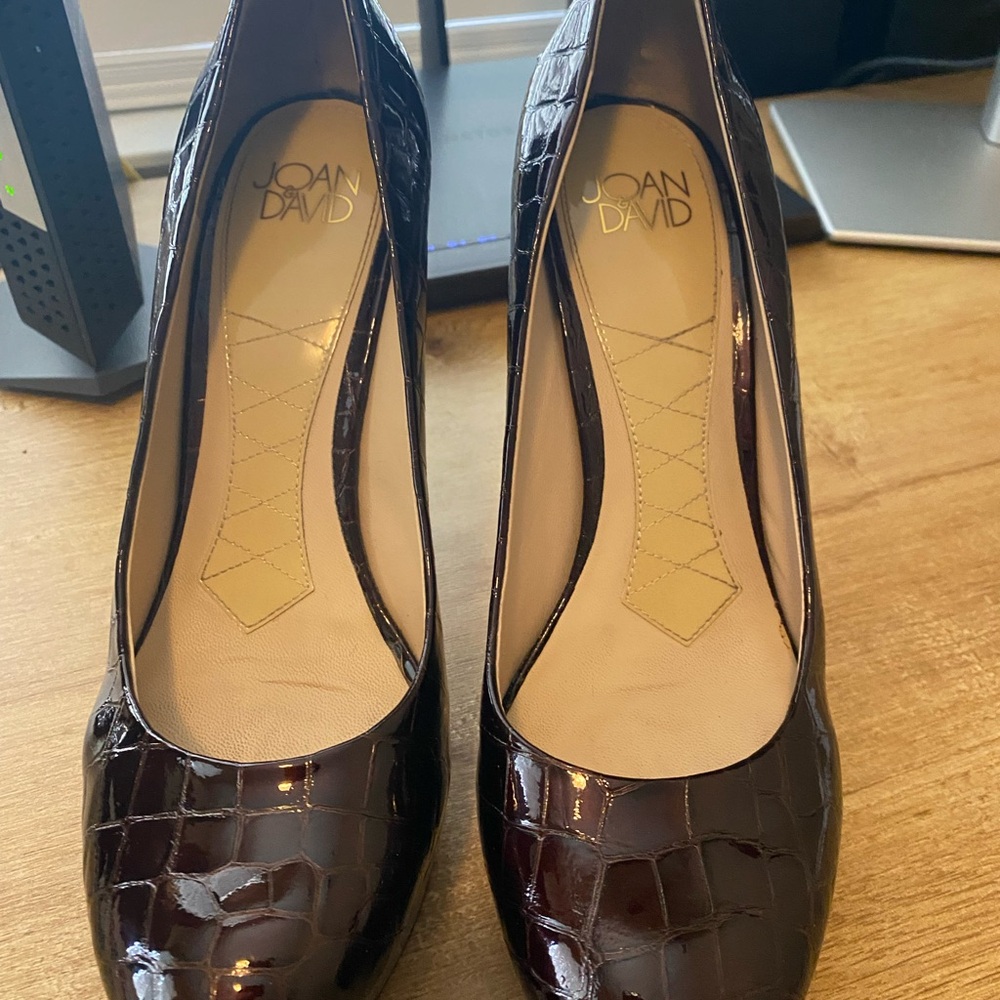 Joan & David Women's Brown Croc-Embossed Patent Heels.  Simply stunning!